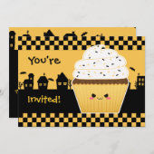 かわいいカップケーキハローウィンパーティ 招待状 (正面/裏面)
