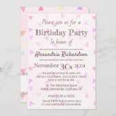 かわいいカップケーキハート ピンク 招待状 (正面/裏面)