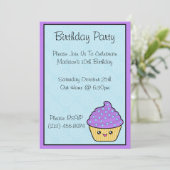 かわいいカップケーキバースデーパーティ招待状 招待状 (スタンド正面)