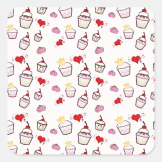 かわいいカップケーキパターンアクセサリー スクエアシール