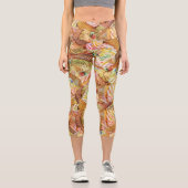 かわいいカップケーキパターン、カップケーキバックグランドパターン カプリレギンス (正面)