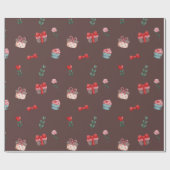 かわいいカップケーキプレゼント花バレンタインデー ラッピングペーパー (フラット)