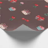 かわいいカップケーキプレゼント花バレンタインデー ラッピングペーパー (角)