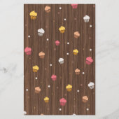 かわいいカップケーキベーカリーパターンドブラウンウッド チラシ (裏面)