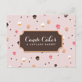 かわいいカップケーキベーカリーパターンピンク ポストカード