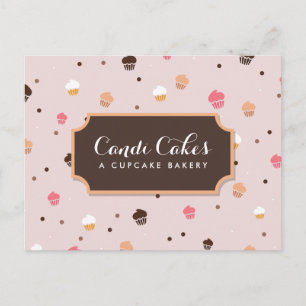 かわいいカップケーキベーカリーパターンピンク ポストカード