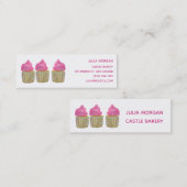 かわいいカップケーキベーカリーパティシケーキピンク スキニー名刺 (正面/裏面)