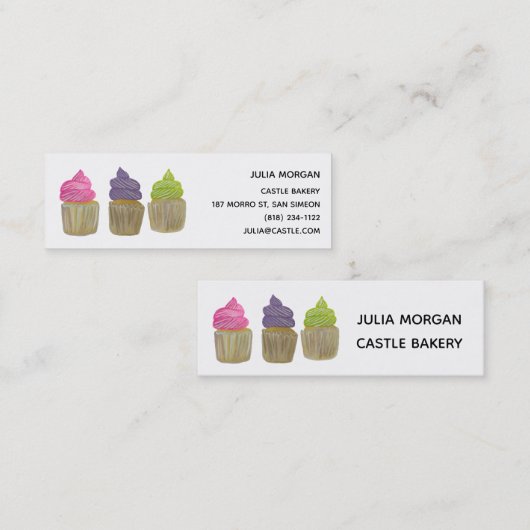 かわいいカップケーキベーカリーパティシシェフケーキ スキニー名刺 (正面/裏面)