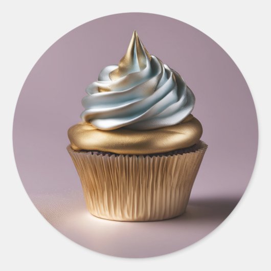 かわいいカップケーキベーカリーラウンドステッカーペストリーシェフ ラウンドシール (正面)