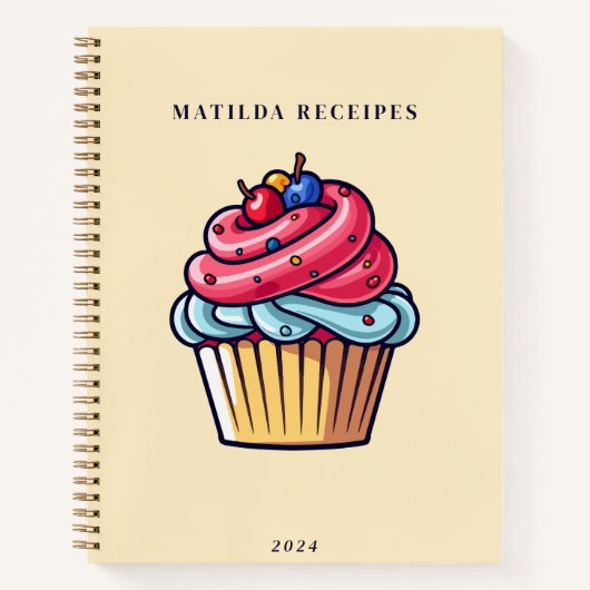 かわいいカップケーキペストリーシェフベーカリーデザートスイーツ ノートブック (正面)