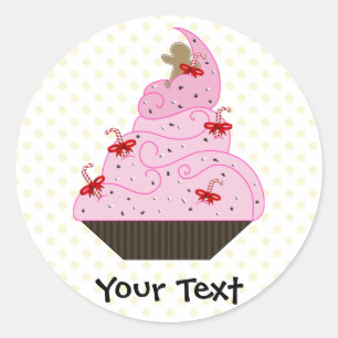 かわいいカップケーキホリデーギフト ラウンドシール