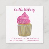かわいいカップケーキモダンベーカリーパティシケーキピンク スクエア名刺 (正面)