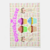かわいいカップケーキラブシェフ キッチンタオル (縦)