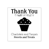 かわいいカップケーキロゴサンキュービジネスベーカリー ラバースタンプ (インプリント)