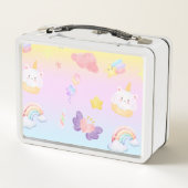 かわいいカップケーキ一角虹のパターン名 メタルランチボックス (裏面)