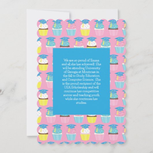 かわいいカップケーキ卒業式パーティー 招待状 (裏面)