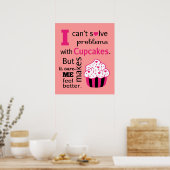 かわいいカップケーキ引用文、幸せ ポスター (キッチン)