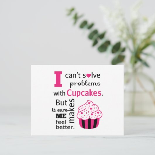 かわいいカップケーキ引用文、幸せ ポストカード (スタンド正面)