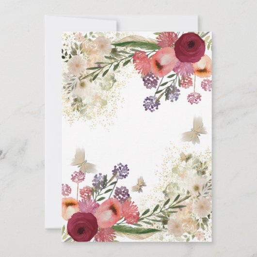 かわいいカップケーキ春バタフライボホフローラスウィート16 招待状 (裏面)