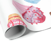 かわいいカップケーキ柄のラッピング紙 ラッピングペーパー (ロールコーナー)