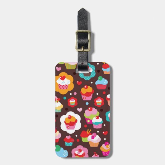 かわいいカップケーキ柄 ラゲッジタグ (正面縦)