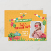 かわいいカップケーキ誕生日パーティーカード招待状 招待状 (正面/裏面)