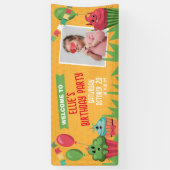 かわいいカップケーキ誕生日パーティー水平バナー 横断幕 (縦)