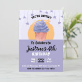 かわいいカップケーキ誕生日パーティー 招待状 (スタンド正面)