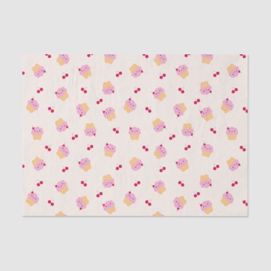 かわいいカップケーキ&さくらんぼ 薄葉紙 (正面)