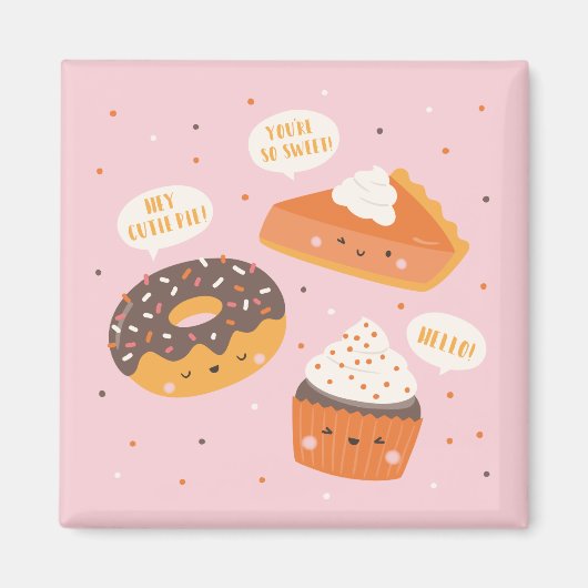 かわいいカップケーキ、パイとドーナツ マグネット (正面)