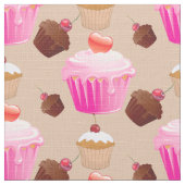かわいいカップケーキ ファブリック (クローズアップ)