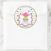 かわいいカップケーキ&ベイカーの帽子ベーカリーのシール ラウンドシール (バッグ)