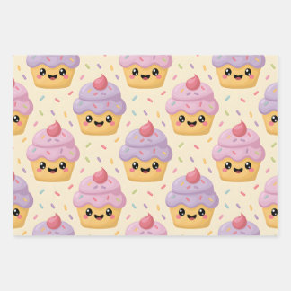 かわいいカップケーキ ラッピングペーパーシート