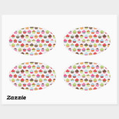 かわいいカップケーキ 楕円形シール (シート)