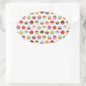 かわいいカップケーキ 楕円形シール (バッグ)