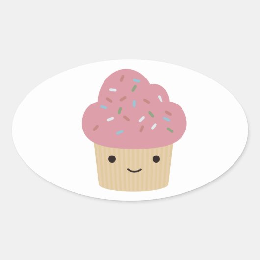 かわいいカップケーキ 楕円形シール (正面)