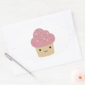 かわいいカップケーキ 楕円形シール (封筒)