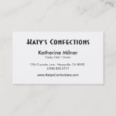 かわいいカップケーキ: 砂糖菓子はデザートのペストリーを空想します 名刺 (裏面)