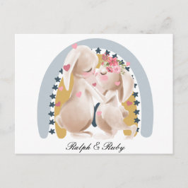 かわいいカップルうさぎ虹オーダーメイドプレゼント 彼氏 彼女 ポストカード