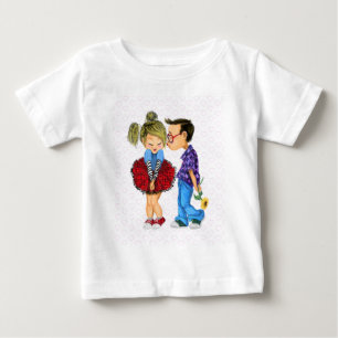 かわいいカップルおもしろいベビーTシャツ ベビーTシャツ