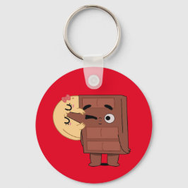 かわいいカップルおもしろいラブパンケーキ一口に愛 キーホルダー