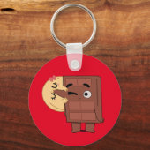 かわいいカップルおもしろいラブパンケーキ一口に愛 キーホルダー (正面)