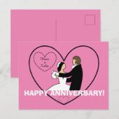 かわいいカップルがハートの中で踊る 幸せな結婚記念日 ポストカード (正面/裏面)