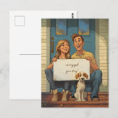 かわいいカップルと子犬 ポストカード (正面/裏面)