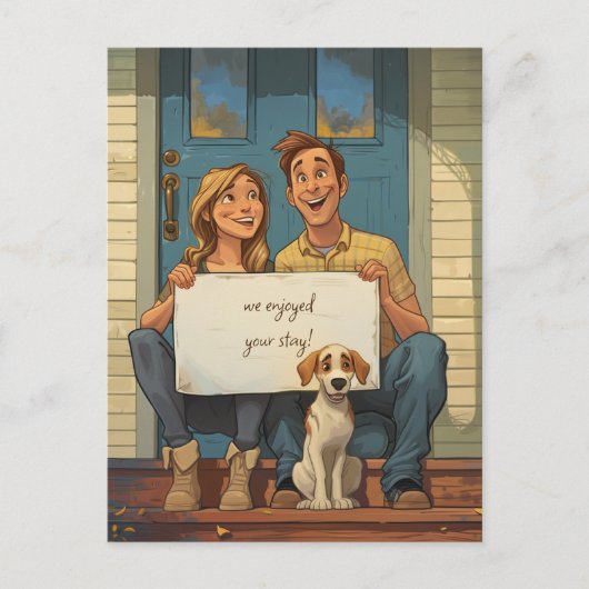 かわいいカップルと子犬 ポストカード (正面)