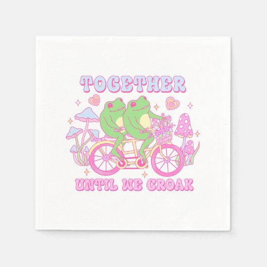 かわいいカップルのカエル – 一緒に我々が鳴くまで スタンダードカクテルナプキン (正面)