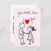 かわいいカップルのカード名前をカスタムする文字 – 私はあなたを愛 (正面/裏面)
