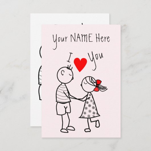 かわいいカップルのカード名前をカスタムする文字 – 私はあなたを愛 (正面/裏面)