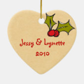 かわいいカップルのクリスマスの飾り セラミックオーナメント (裏面)