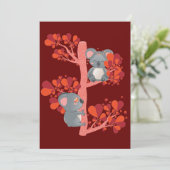 かわいいカップルのコアラとハートツリー サンキューカード (スタンド正面)